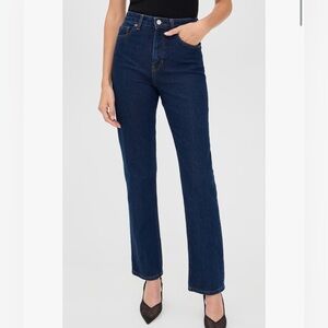 Reformation Jax stretch denim high rise straight leg jeans size 34 blue classic